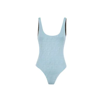 FENDI Jacquard Ff Motif One Piece Swimsuit Light Blue