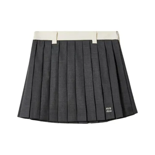 miu Airpod-H miu Airpod-H Logo Embroidered Pleated Mini Skirt