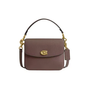 COACH Cassie Leather One Shoulder Handbag Small Size Women's Dark Stone Color