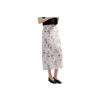 XWI Casual Long Skirt Women's Beige With Black Bamboo