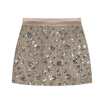 POPO.INFO Casual Short Skirts Women's Gold Sequins Dress