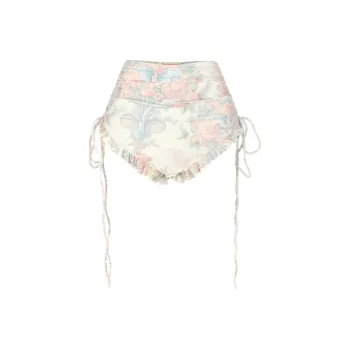 Selkie Collection SS24 Swimming Shorts Women's Light Apricot Base With Dazzling Macaron Print