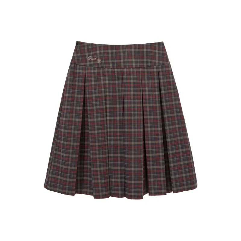 Hotwind Casual Short Skirts Women's Red Plaid-0