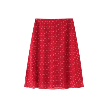 HTMEME Casual Short Skirts Women's Red