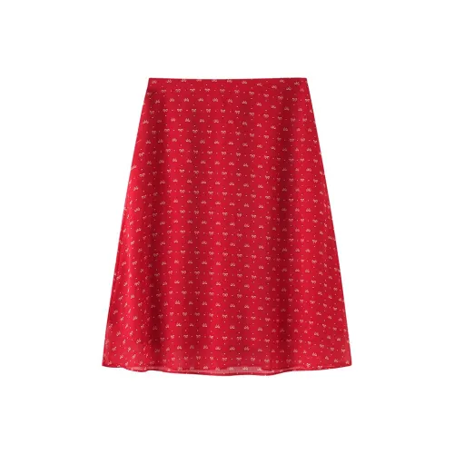 HTMEME Casual Short Skirts Women's Red