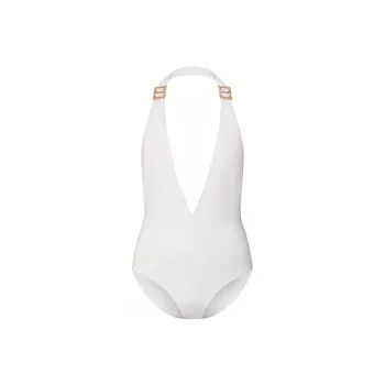 LOUIS VUITTON Brooch Detail V Neck One Piece Swimsuit