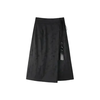 PEACEBIRD Casual Long Skirt Women's Black
