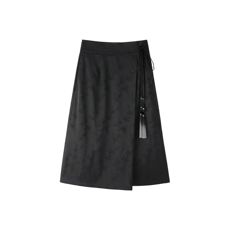 PEACEBIRD Casual Long Skirt Women's Black-0
