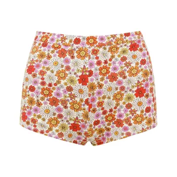 YUKARI SWIM Swimming Shorts Women's Orange Floral Pattern