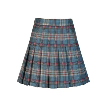 Wen Shan Casual Short Skirts Women's Blue And Gray Plaid