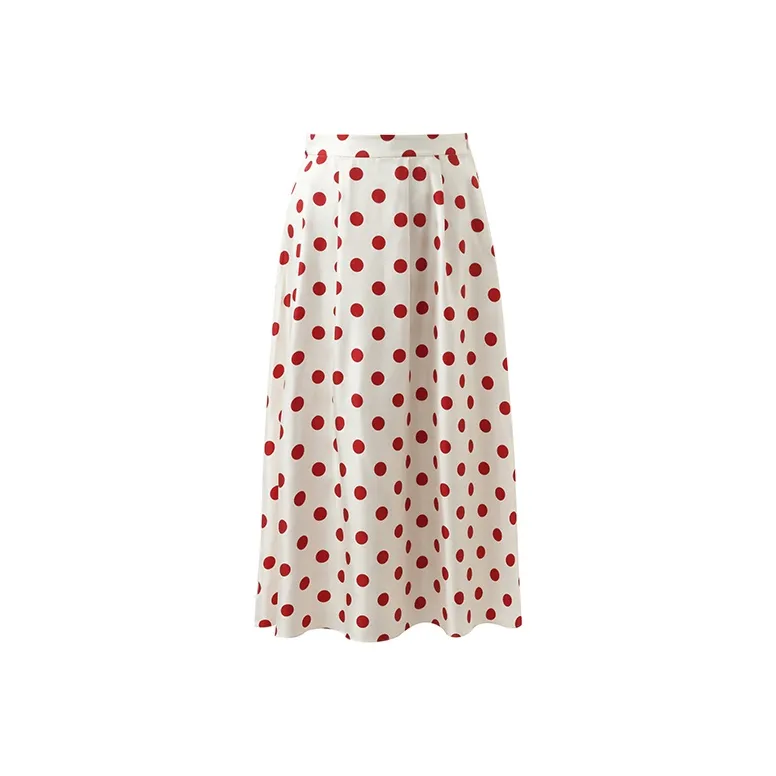 GOELIA Casual Long Skirt Women's Red Dot Print-0