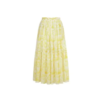DIOR Dioriviera Mid Length Skirt Casual Long Skirt Women's Yellow