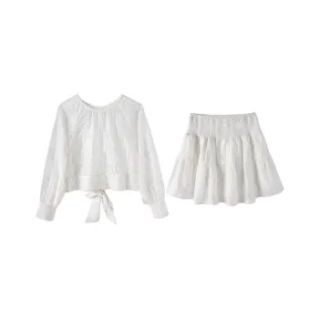 JGGU Skirt Set Women's Pearl White
