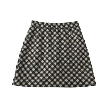 MISHOW Casual Short Skirts Women's Vintage Black Apricot
