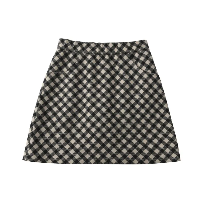 MISHOW Casual Short Skirts Women's Vintage Black Apricot-0