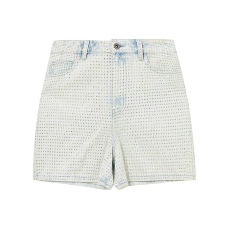 Self portrait Denim Shorts Women's Light Denim Blue-0