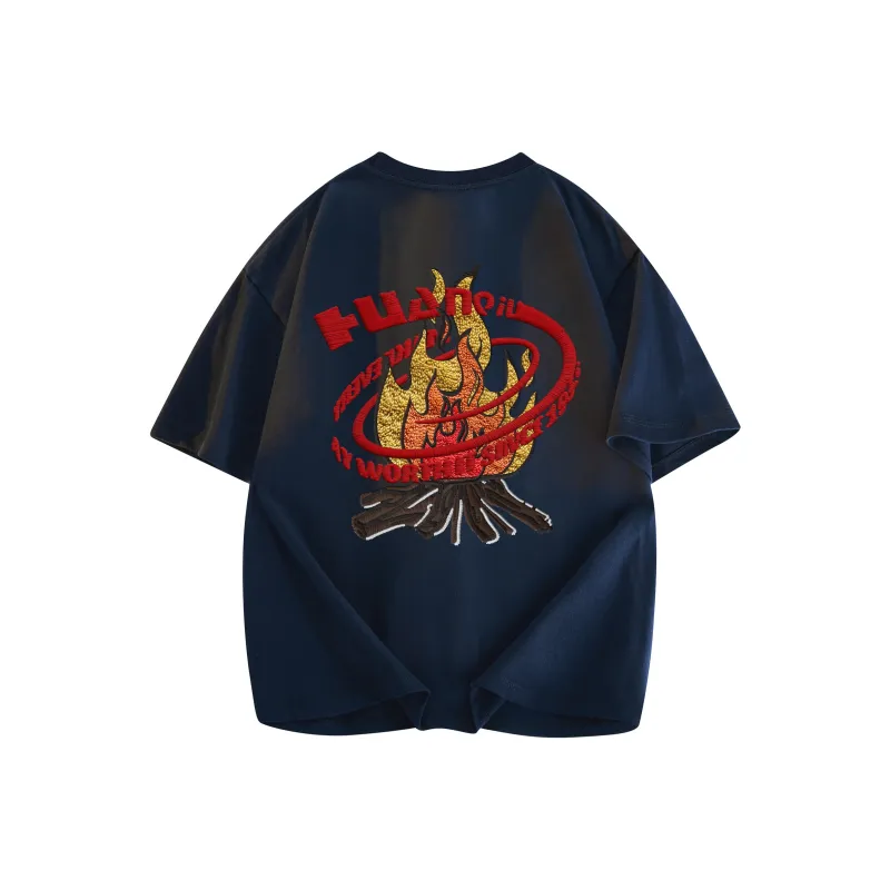 HUANQIU T Shirt Unisex Navy Blue-0