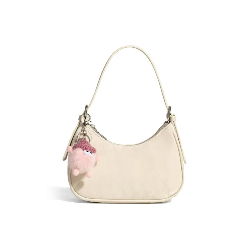 Jade En Plus PU Handbag Medium Size Women's Cream White/Peach Pink/Night Black-0