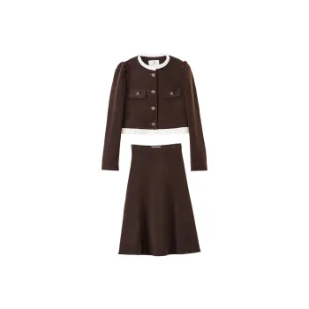XIANGYING Skirt Set Women's Coffee