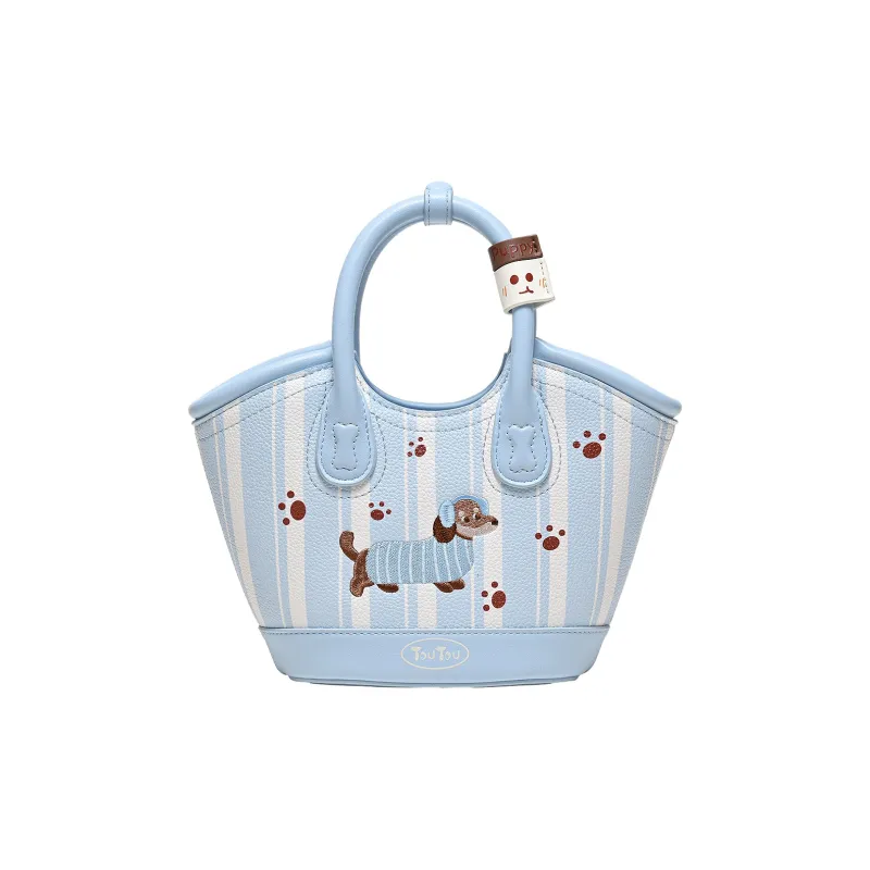 TOUTOU Synthetic Leather Handbag Regular Women's Strawberry Pink/Sea Salt Blue-0