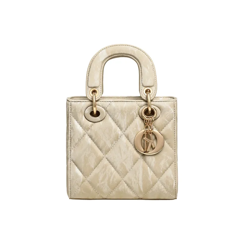 VINEY Synthetic Leather Handbag, Shoulder Bag, Crossbody Bag, Lady Dior Bag Regular Women's Ecru-3