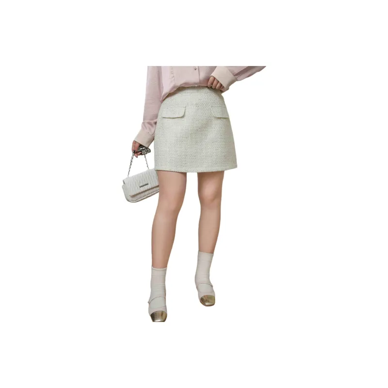 DAMABAIFENBAI Chanel Inspired Casual Short Skirts With Muscle Fit Women's White-0