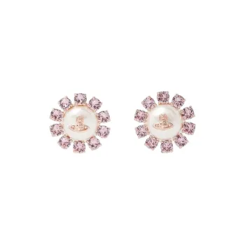 Vivienne Westwood Brass, Faux Pearl, Crystal Earrings Unisex Pink