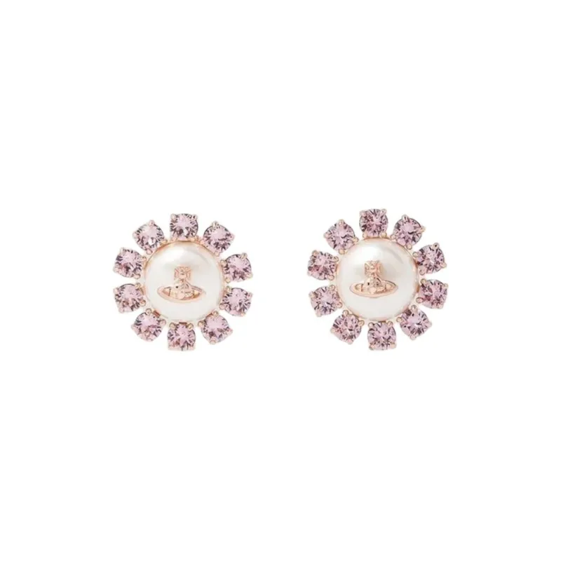 Vivienne Westwood Brass, Faux Pearl, Crystal Earrings Unisex Pink-0
