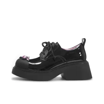 VITTORIO VENTURA Chunky Heel Loafers 7cm Women's Black
