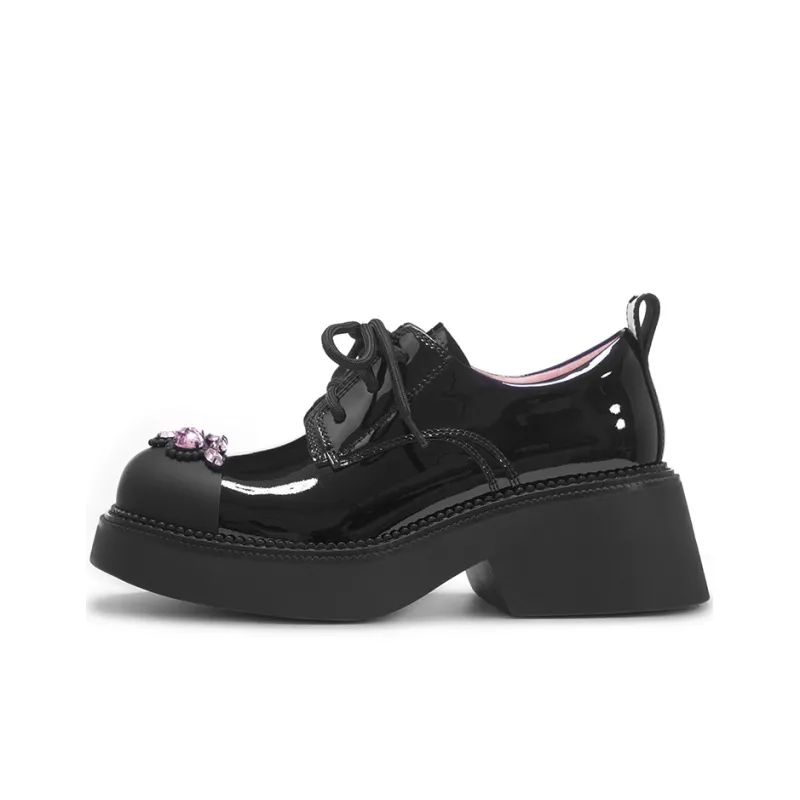 VITTORIO VENTURA Chunky Heel Loafers 7cm Women's Black-0