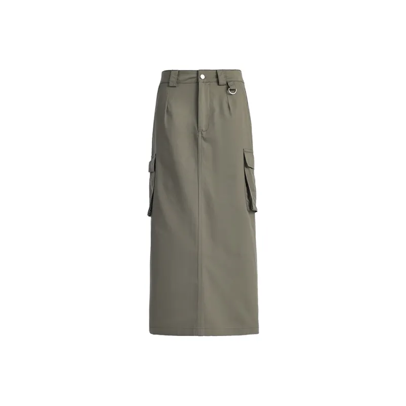 Aros Super Shopping Casual Long Skirts Women's Gray Green-0