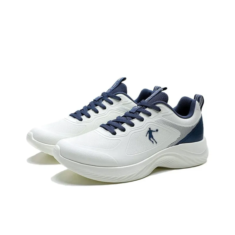 QIAODAN Anti Slip Wear Resistant Low Top Casual Running Shoes Men's White Blue-2
