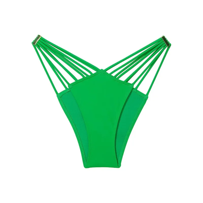 Victoria's Secret PINK Swim Strappy Hardware Brazilian Bikini Bottom/IslandJade Swimming Shorts Women's Jadeite-0