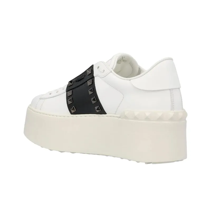 Valentino Rockstud Low Top Skateboard Shoes Women's White-3