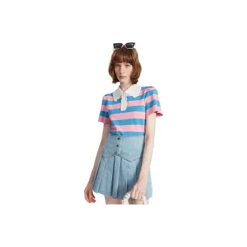 AIVEI Denim Shorts Women's Pink Blue