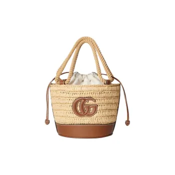 GUCCI Viscose Bucket Bag Handbag Mini Women's Brown