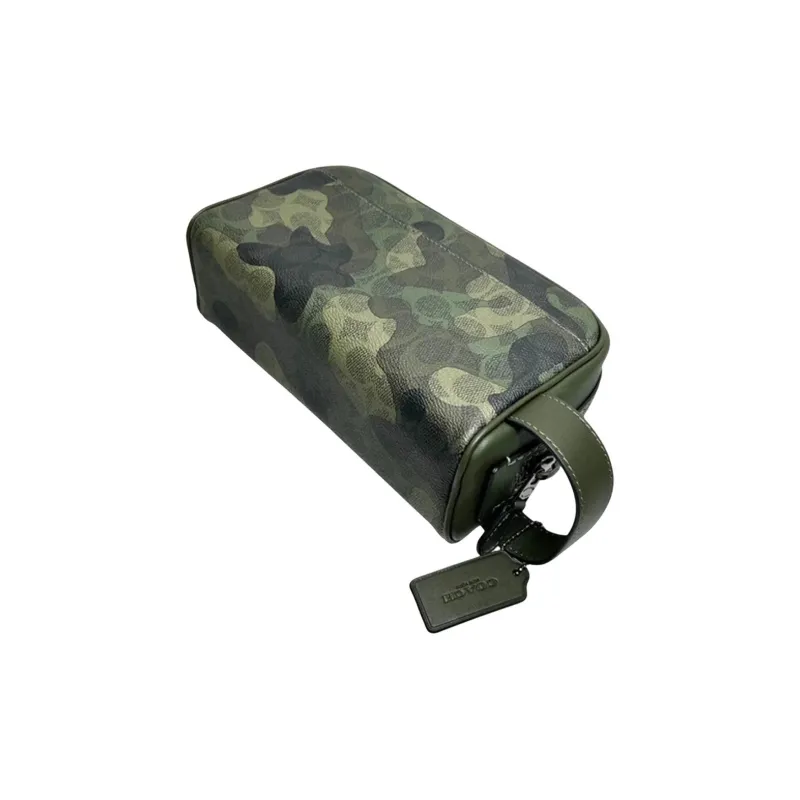 COACH Coated Canvas Makeup Bag Trumpets Unisex Dark Color Trefoil Multicolor-3