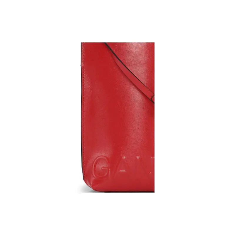 GANNI Leather Crossbody Bag, Shoulder Bag Mini Women's Red-3