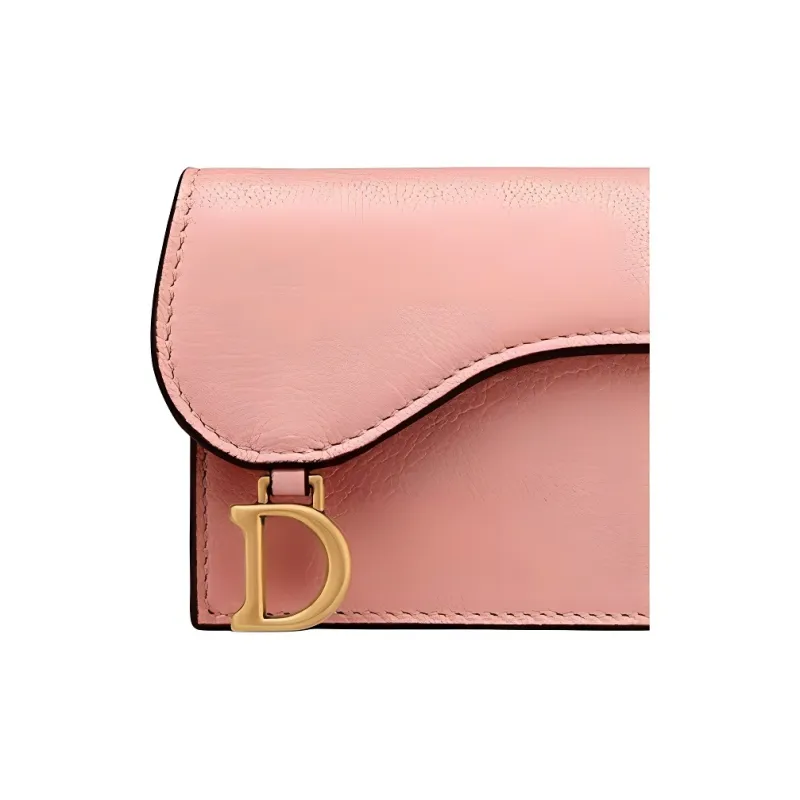 DIOR Saddle Sheepskin Card Holder Women's Angel Pink-4