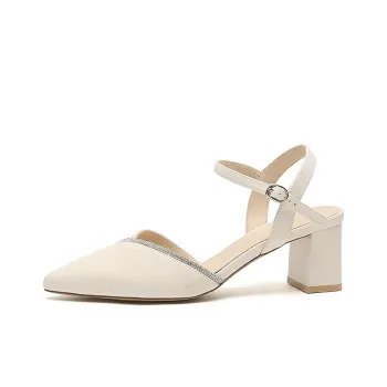 JOSINY Chunky Heel High Heels 5.5CM Women's Ecru