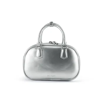 Soullight Soft Skin Feel Crossbody Cell Phone Pouch One Shoulder Handbag Bowling Bag Medium Size Women's Silver
