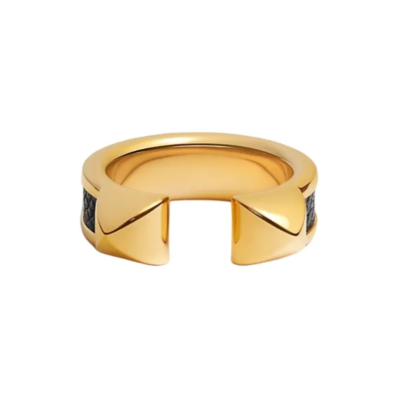 HERMES Calfskin Rings Women's Black-0