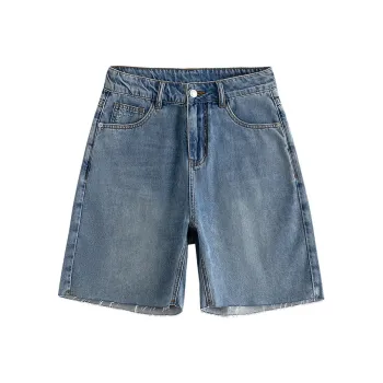 Initial Language Denim Shorts Women's Denim Blue