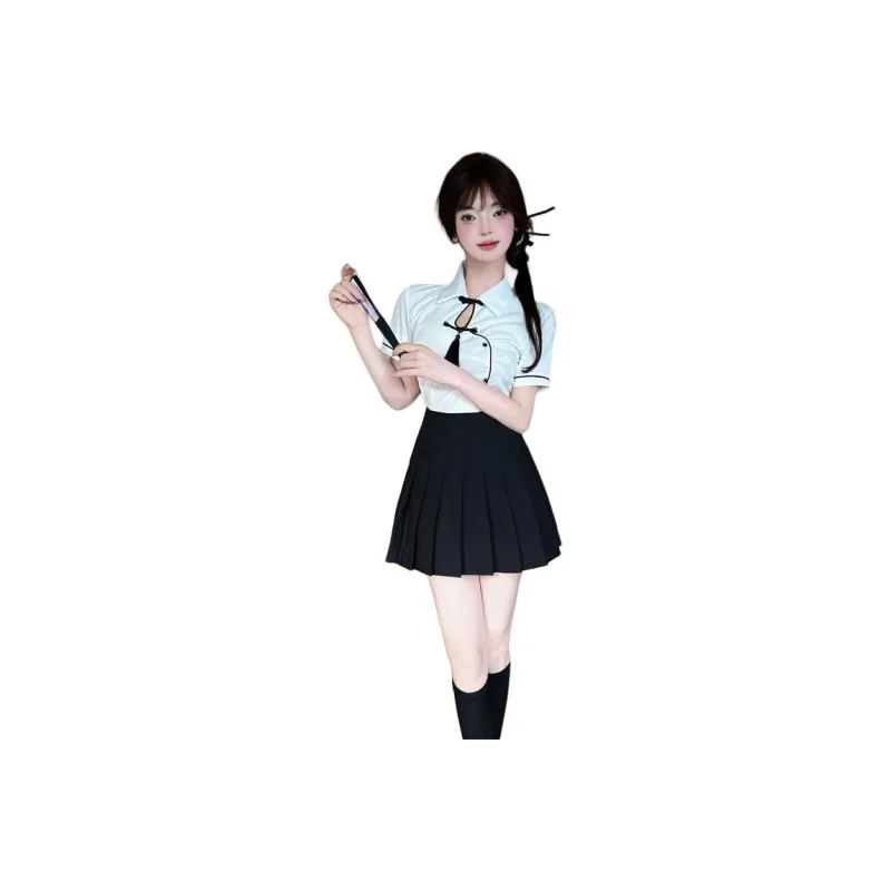 DGMZ Uniforms Women's White Shirt+Black Skirt Clothing Set-0