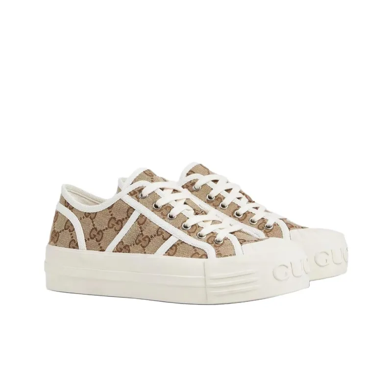 GUCCI Low Top Canvas Shoes Women's Beige-2