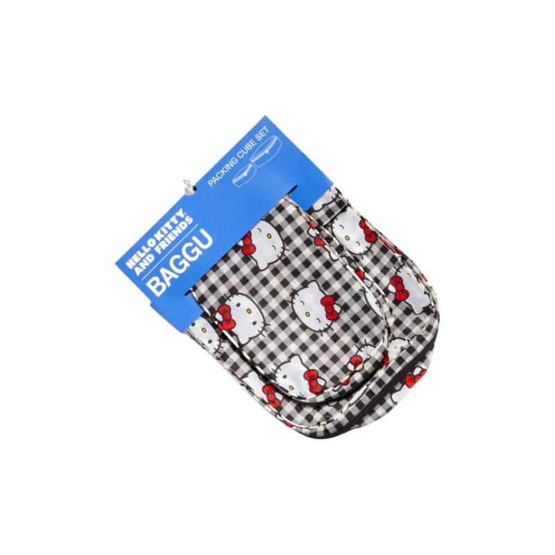 Sanrio Baggu Hello Kitty Recycled Tear Resistant Nylon Combo Set Women's Black White-4