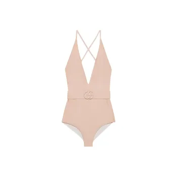 GUCCI Sparking Jersey Double G Swimsuit Ivory