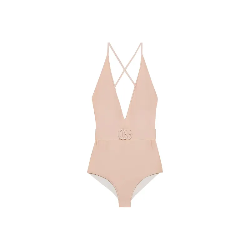GUCCI Sparking Jersey Double G Swimsuit Ivory-0
