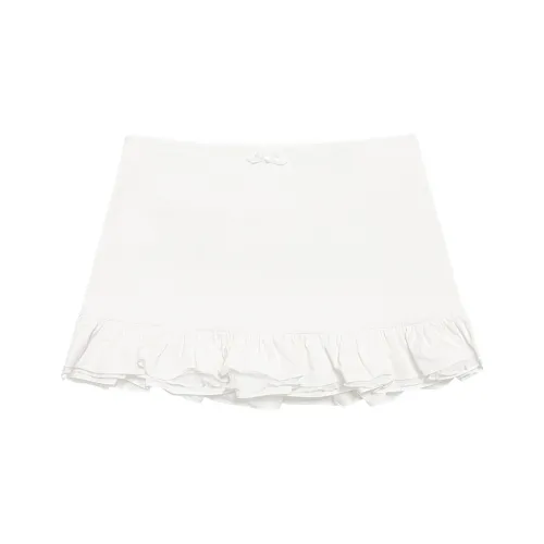 ZAOANFANFAN 화이트 여성 캐주얼 숏 스커트