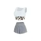 Glacier Blue Tank Top (with Pads)+Silver Gray Monogram Boxer Shorts